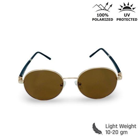 Lexus Unisex Round Polarised Sunglasses Gold