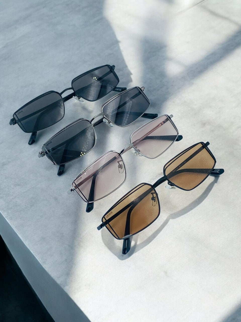 Lexus Metal Unisex Rectangle Sunglasses Black