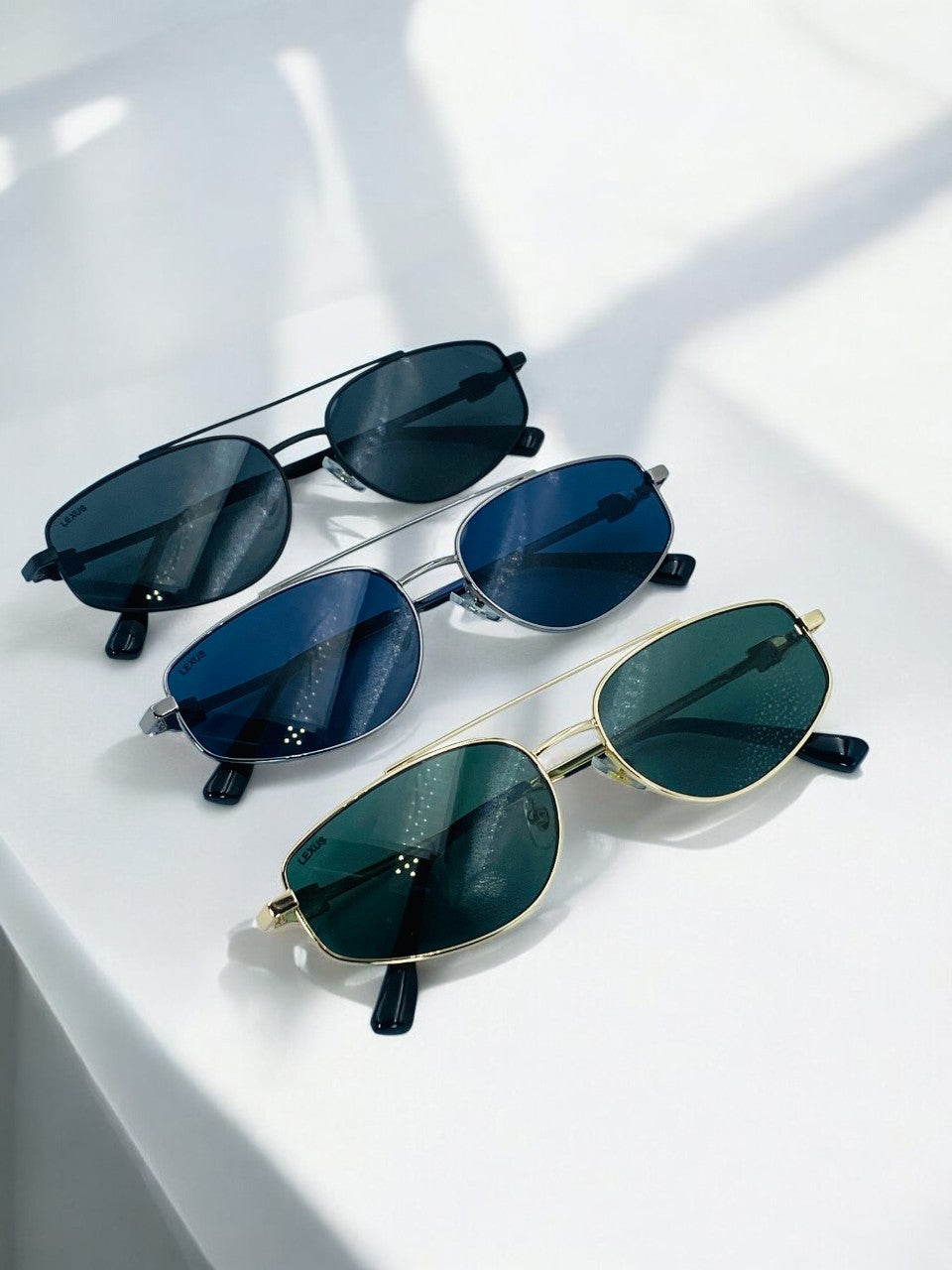 Lexus Metal Unisex Double Bar Sunglasses Black