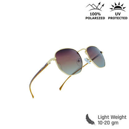 Lexus Polarised Hexagon Unisex Sunglasses Gold
