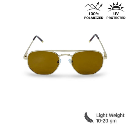 Lexus Polarized Double Bar Geometry Sunglasses Gold
