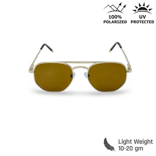 Lexus Polarized Double Bar Geometry Sunglasses Gold