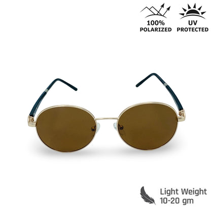 Lexus Unisex Round Polarised Sunglasses Gold