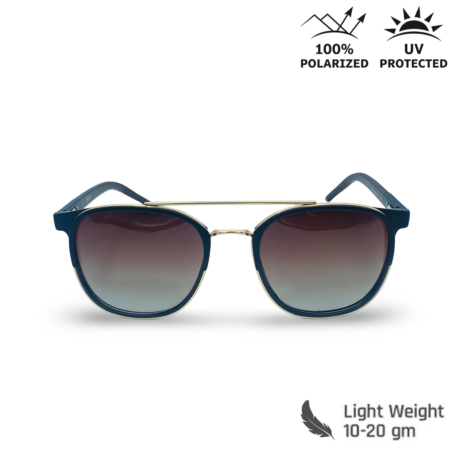 Lexus Unisex Double Bar Polarised Sunglasses Brown