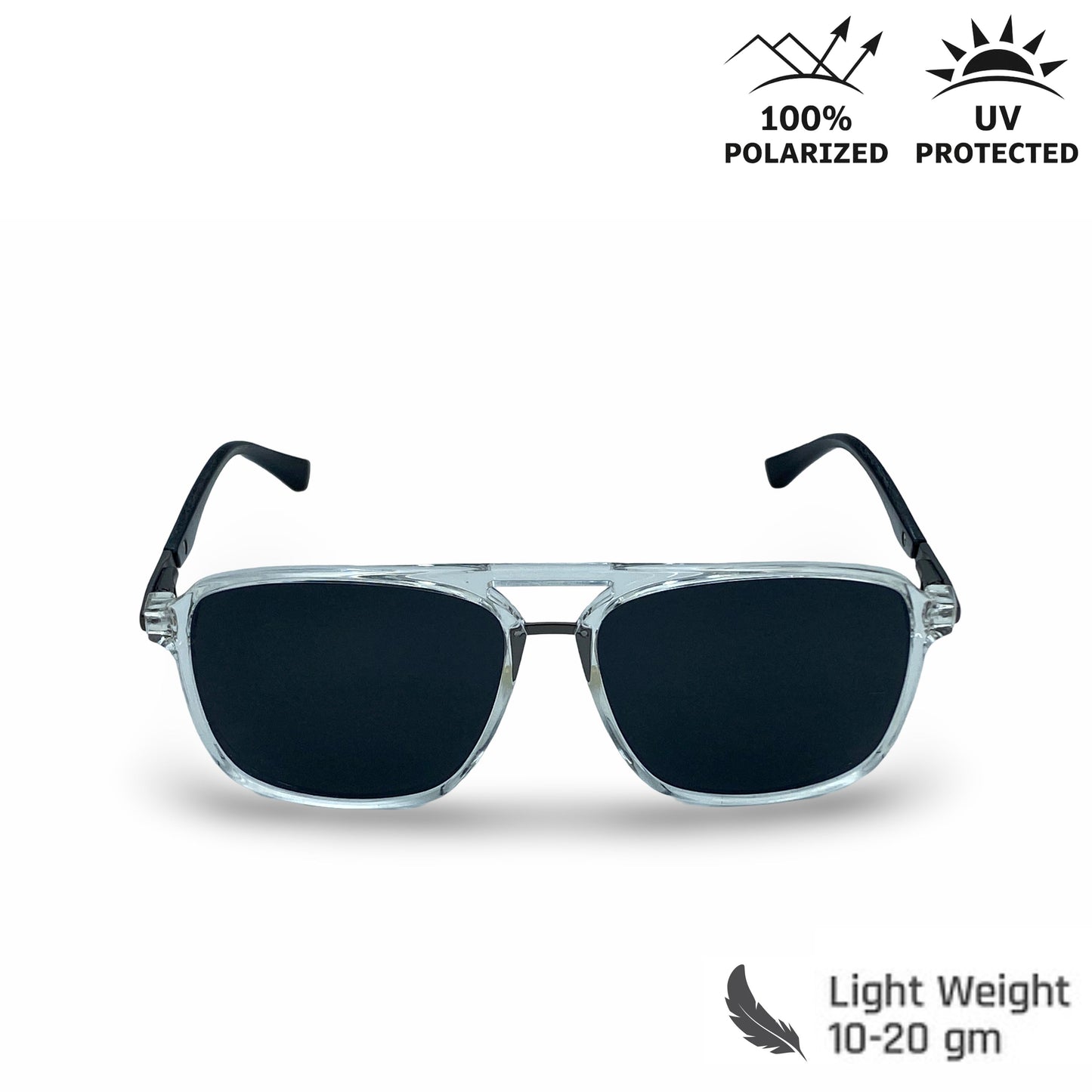 Lexus Unisex Double Bar Polarised Sunglasses Clear