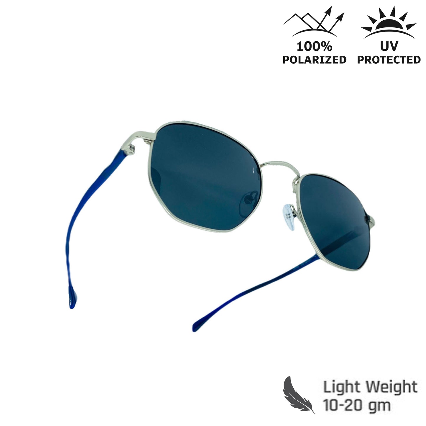 Lexus Hexagon Unisex Polarized Sunglasses Silver