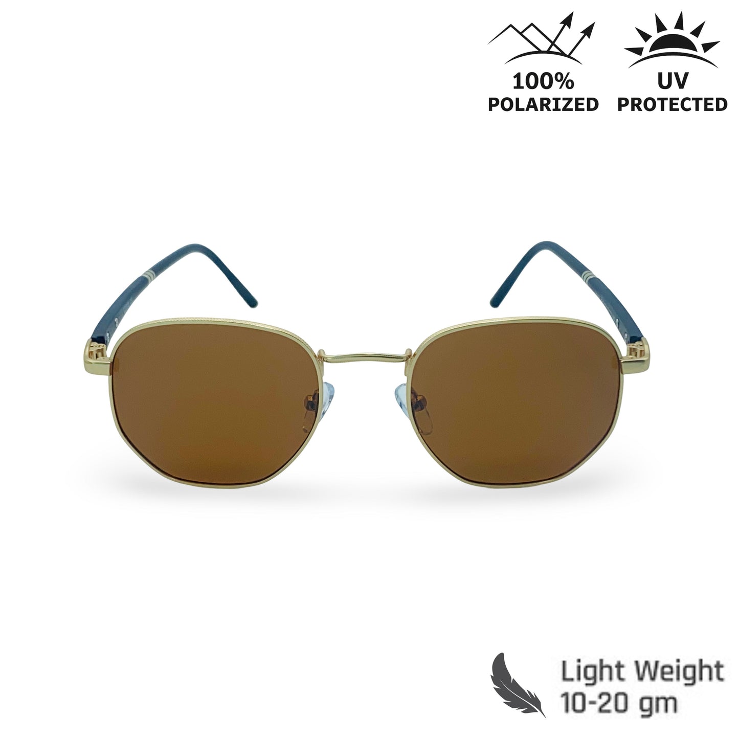 Lexus Hexagon Unisex Polarized Sunglasses Gold