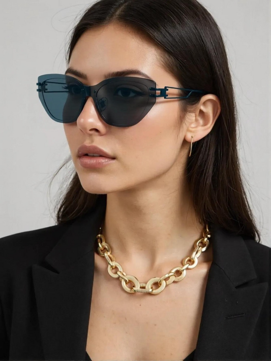 Lexus Rimless Ladies Cat Eye Sunglasses Gold
