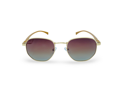 Lexus Polarised Hexagon Unisex Sunglasses Gold