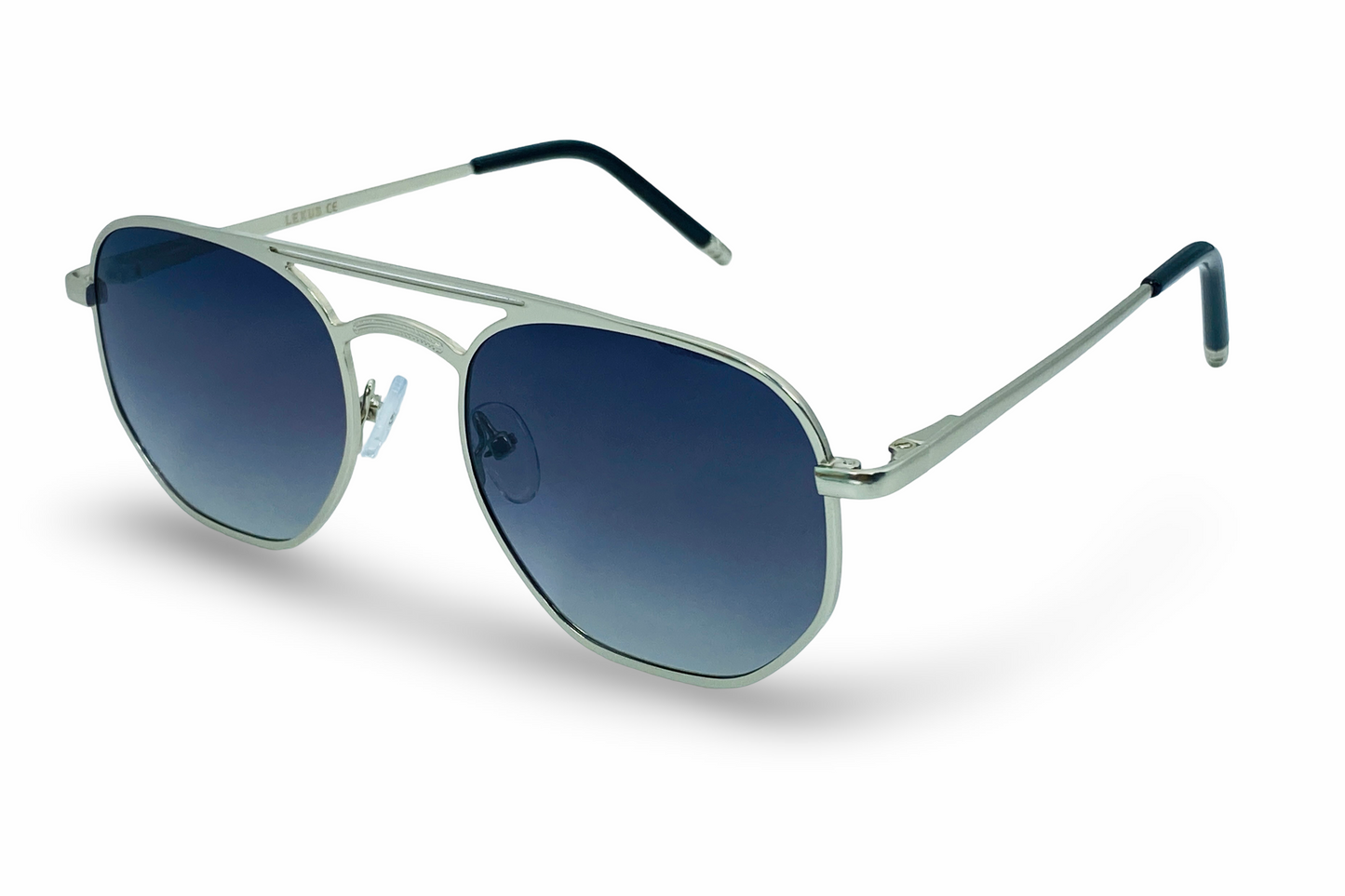 Lexus Polarized Double Bar Geometry Sunglasses Silver