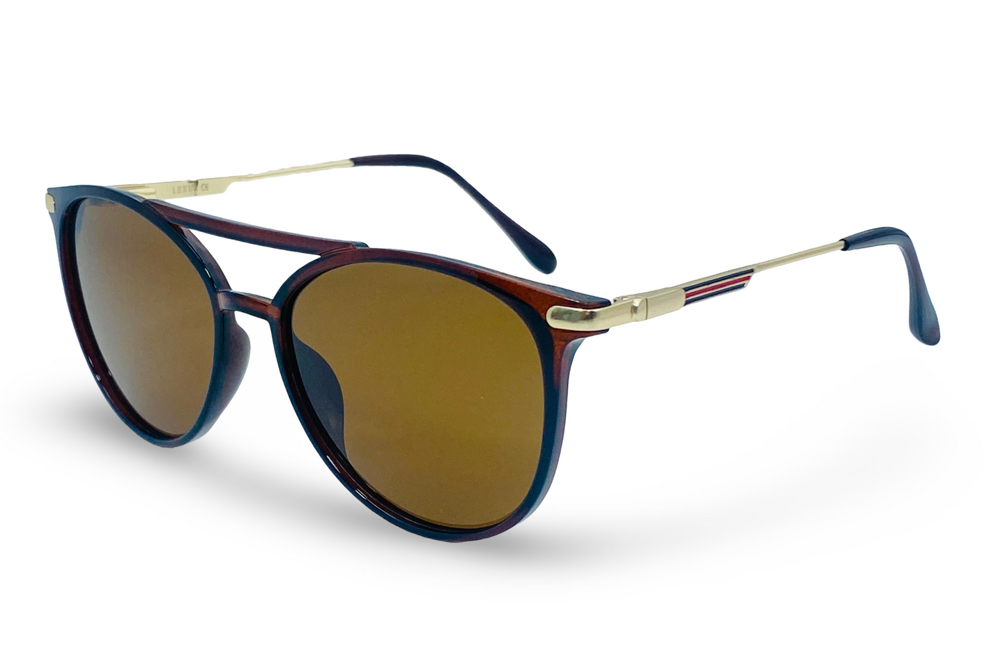 Lexus Unisex Double Bar  Polarised Sunglasses Brown
