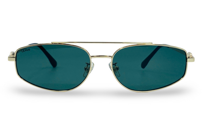 Lexus Metal Unisex Double Bar Sunglasses Gold