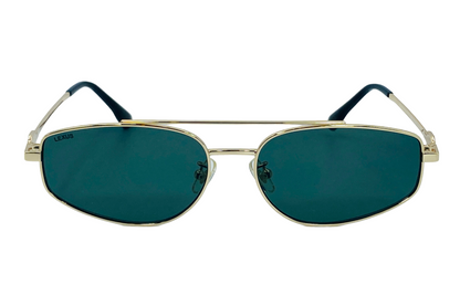 Lexus Metal Unisex Double Bar Sunglasses Gold